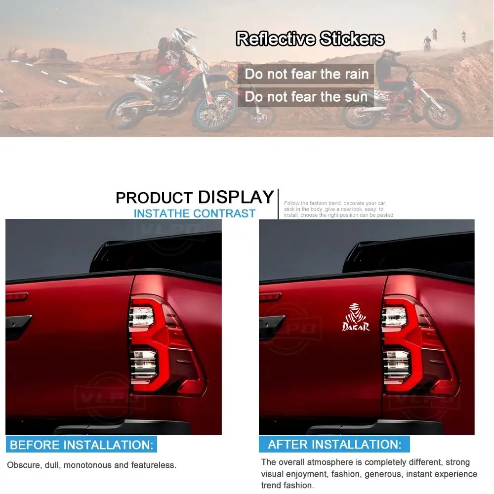 Car Stickers DAKAR Rally Game Auto Door Window Fuel Tank Waterproof Decal for Toyota Hilux Land Cruiser Ford Ranger Accessories