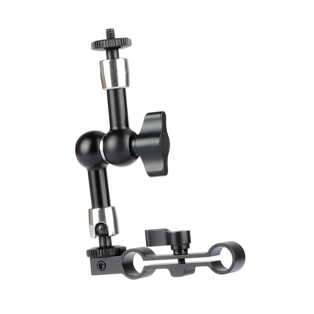 Braço mágico articulado flexível HDRIG de 7" e braçadeira de haste dupla de 15 mm com 360 °   Giratório e 90 °   Cabeça esférica inclinada para acessórios de câmera