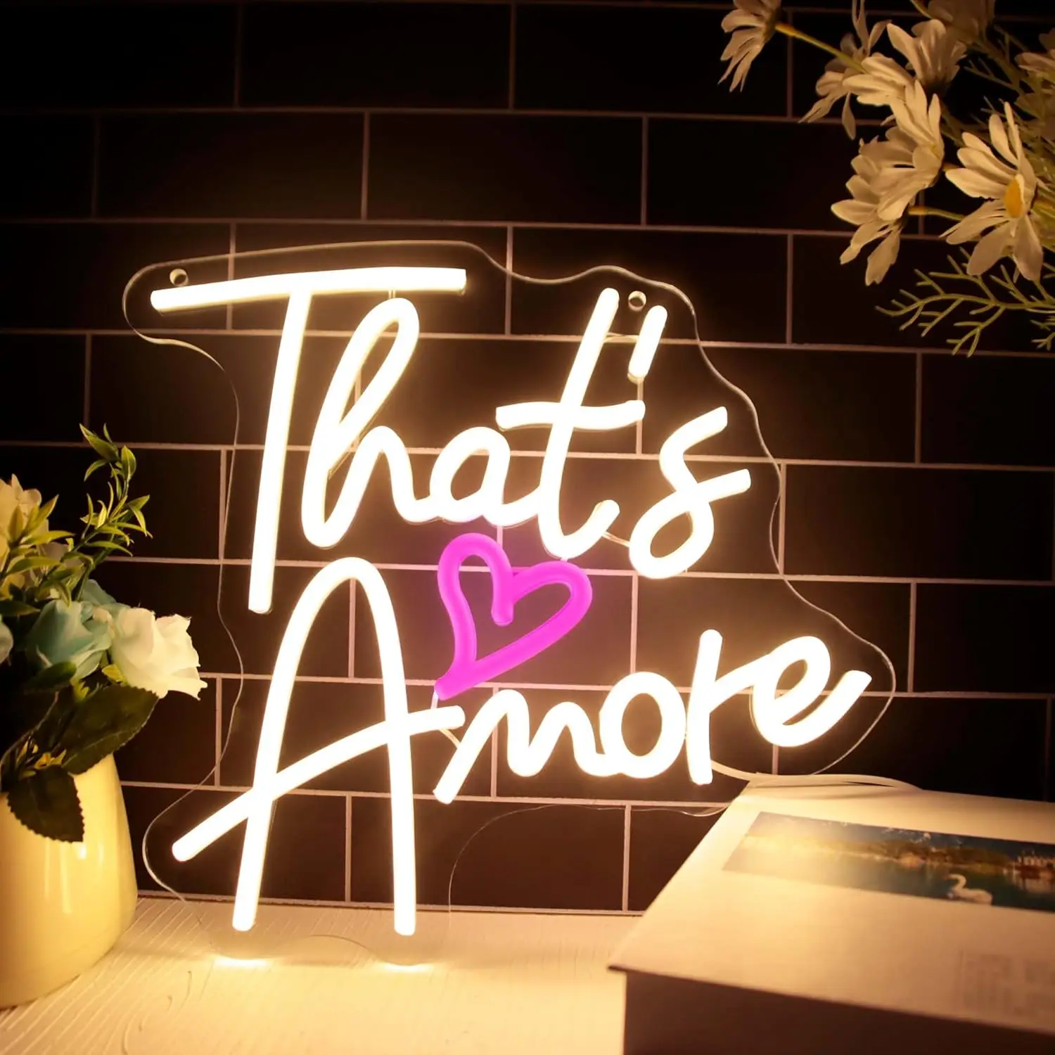 

Неоновая вывеска LED с надписью "That's Amore", настенный декор с питанием от USB для свадеб, юбилеев и вечеринок - идеальная идея для подарка