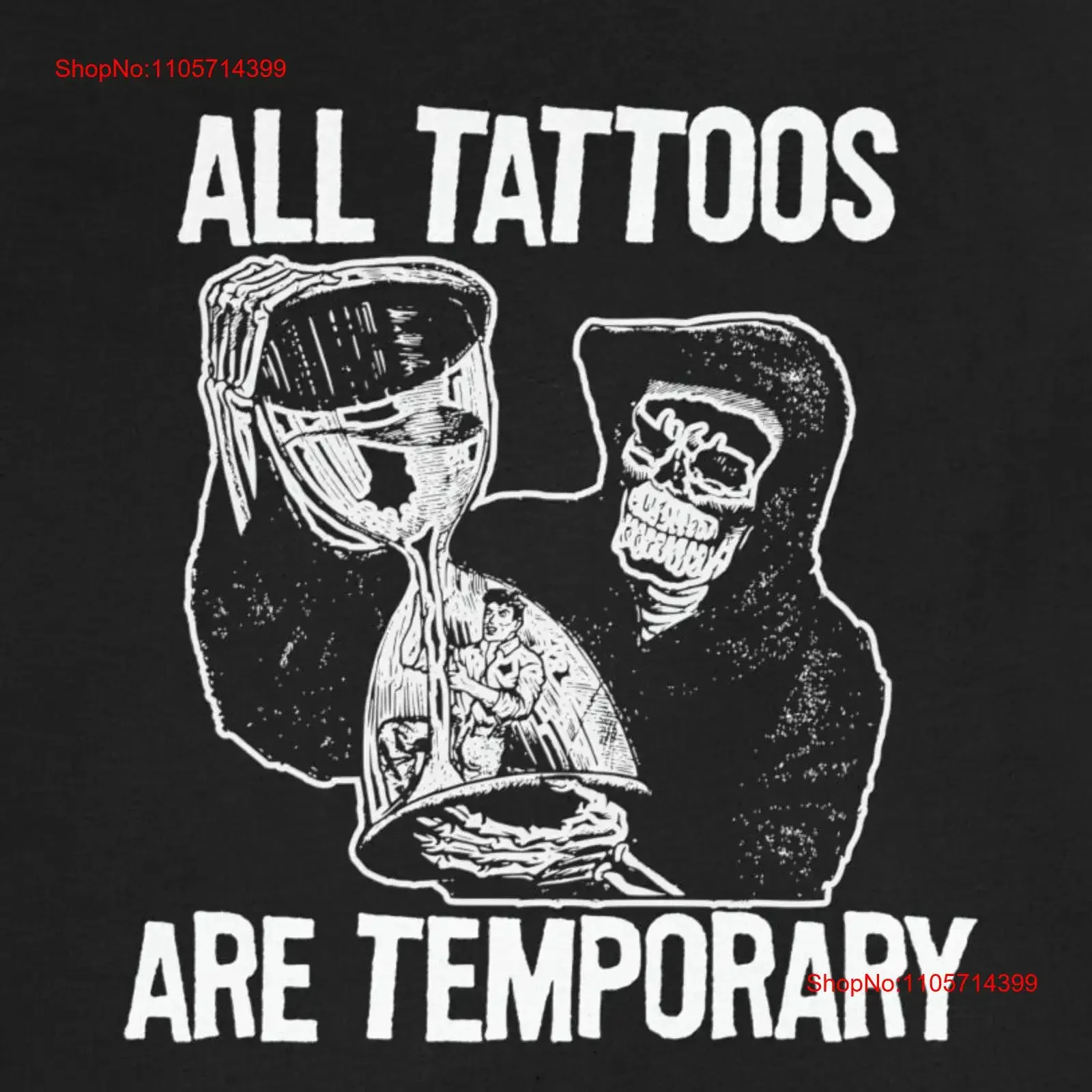All Tattoos Are Temporary Black Funny T Shirt Classic vintage Washed Comfortable Slightly Soft fashion Casual graphic homme