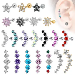 1Pcs Mini Zircon Cartilage Piercing Stud Earring For Women 316 Stainless Steel Flowers Helix Tragus Piercing Body Jewelry