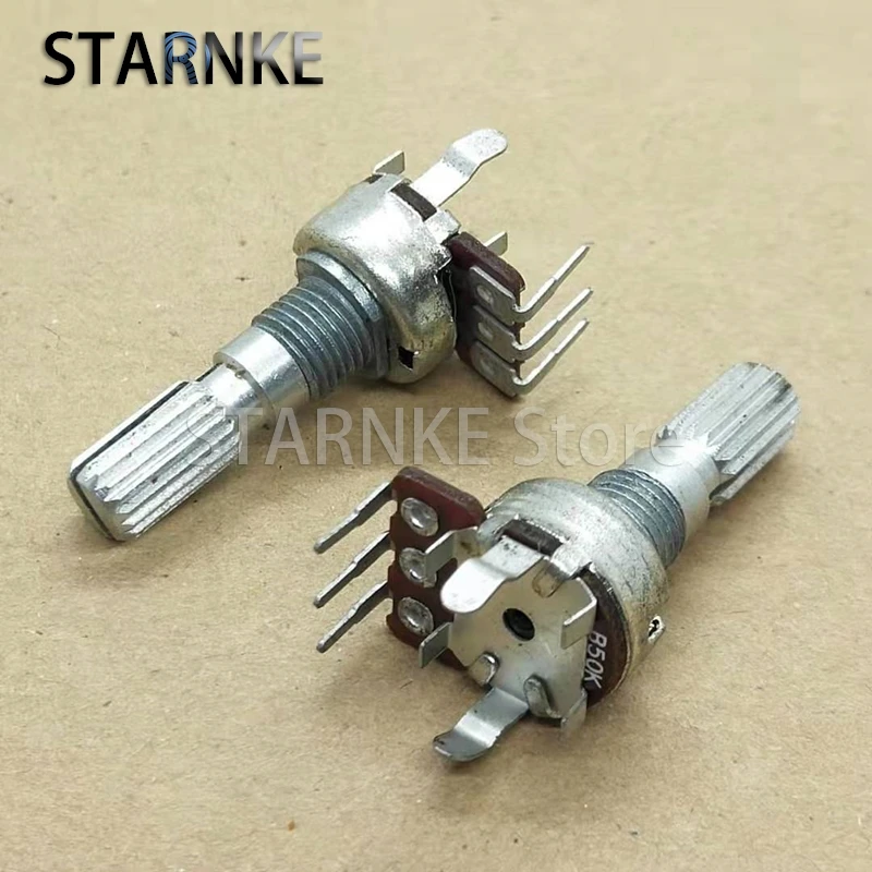 3PCS 12 Type Single 3Pins Potentiometer B50K Volume Adjustment Rotating Potentiometer Flower Shaft Handle Length 20MM