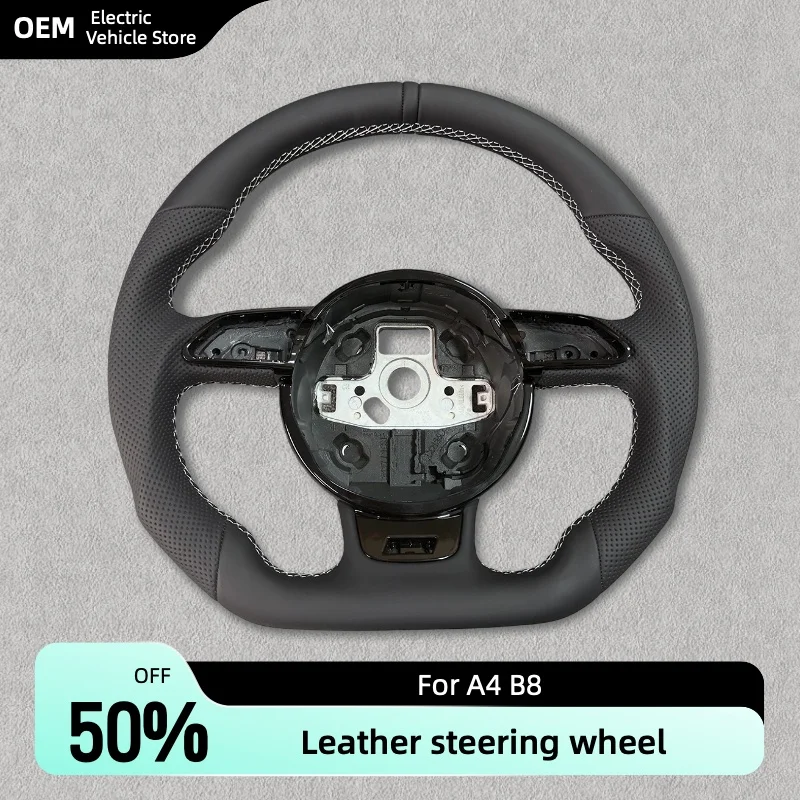 Customizable Steering Wheel Modification Leather Steering Wheel No Buttons No Paddle For A4 B8 Steering Wheel With Paddle hole