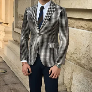 Hountstooth Casual Blazer Chess for Men A Piece Suit Jacket with 2 Fine Side Slot Adjustment Men's Moda 2024 Inventory 10 Main Sales Men's Blazer Chess - №4