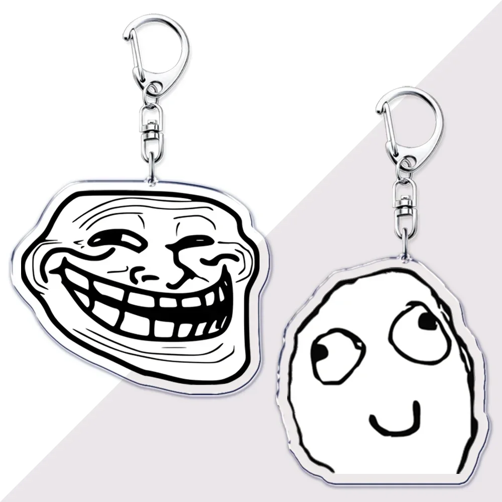 Забавный брелок с лицом тролля для аксессуаров, сумка No Me Gusta Rage Face Forever Alone, кулон, брелок для ключей, кольцо, ювелирные изделия, подарки