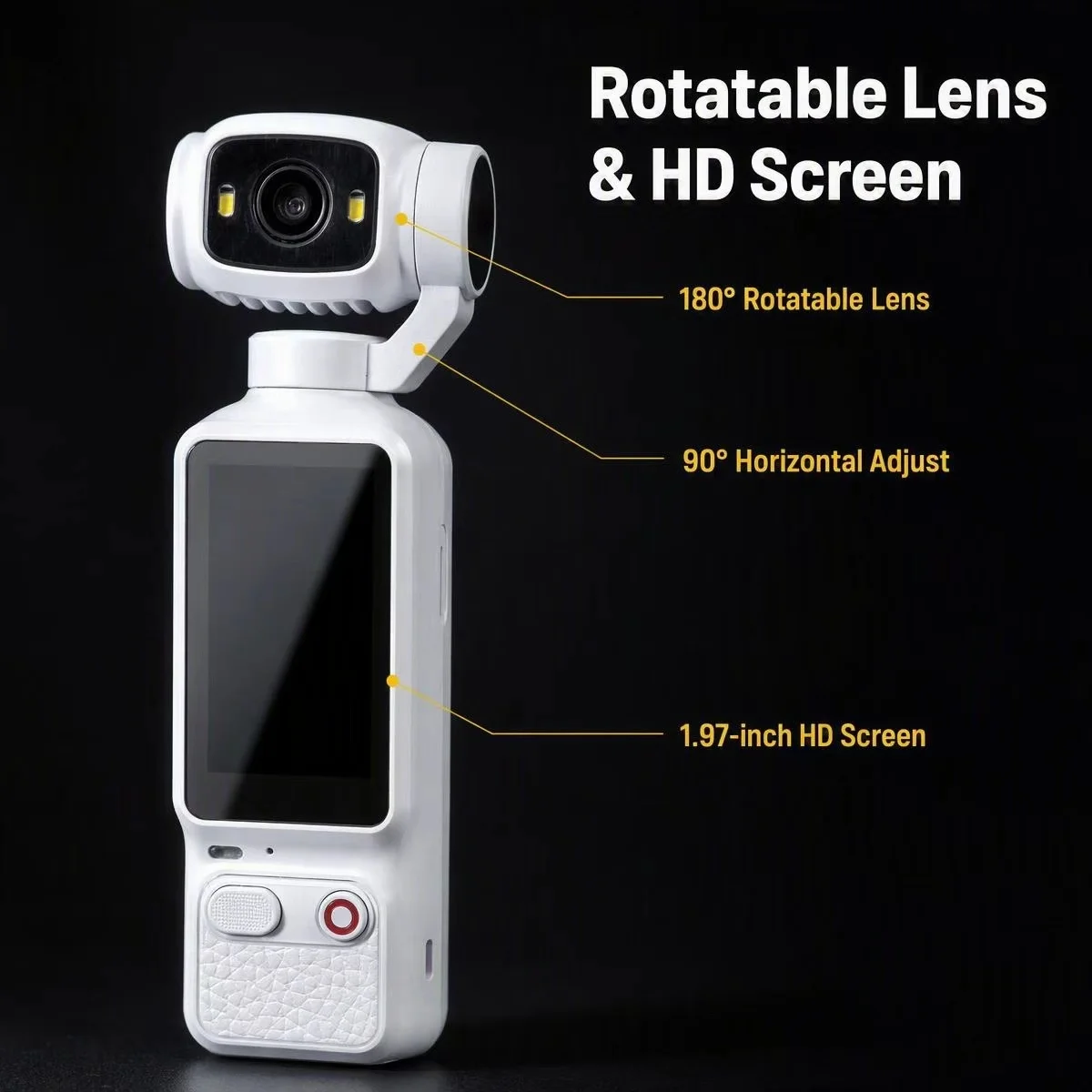 180° Rotatable Lens Gimbal Vlog Camera 90° Horizontal Adjust 1.97in HD Screen 4K Anti-shake Pocket Handheld Outdoor Travel Cam