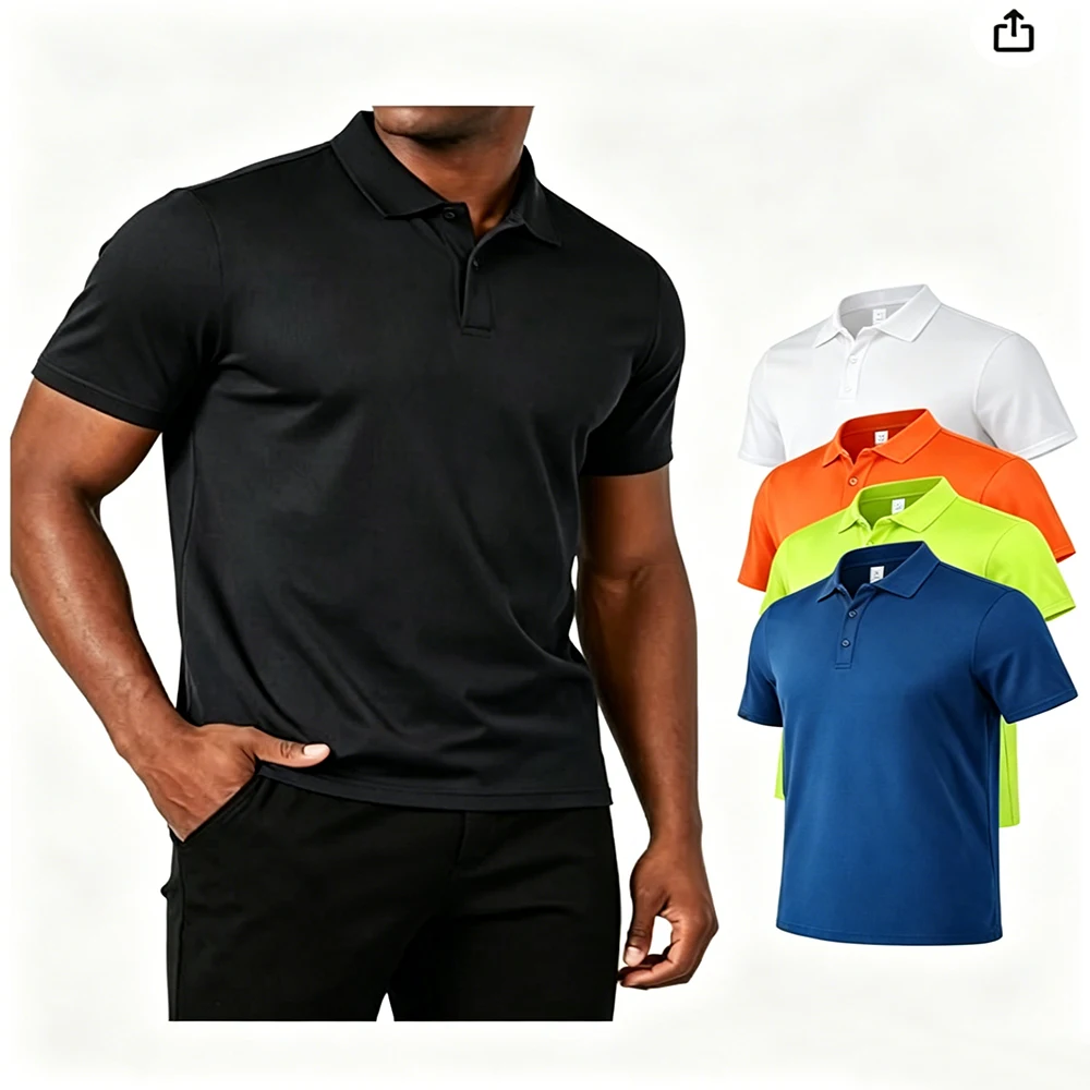 5 Pack Solid Color True Classic Novelty Polo Shirts for Men – Mens Polo Shirts Short Sleeve Quick Dry Fit Golf Athletic Shirt for Men