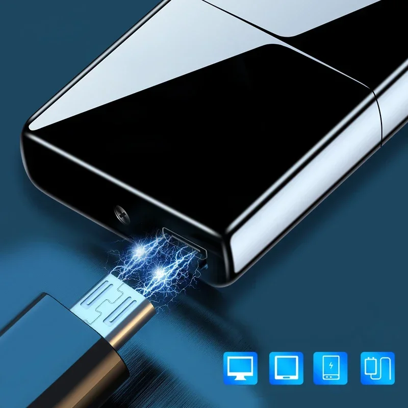 ولاعة معدنية كهربائية مقاومة للرياح بقوس مزدوج ولاعة بلازما عديمة اللهب قابلة لإعادة الشحن USB وشاشة عرض طاقة LED ولاعات مستشعر باللمس #3