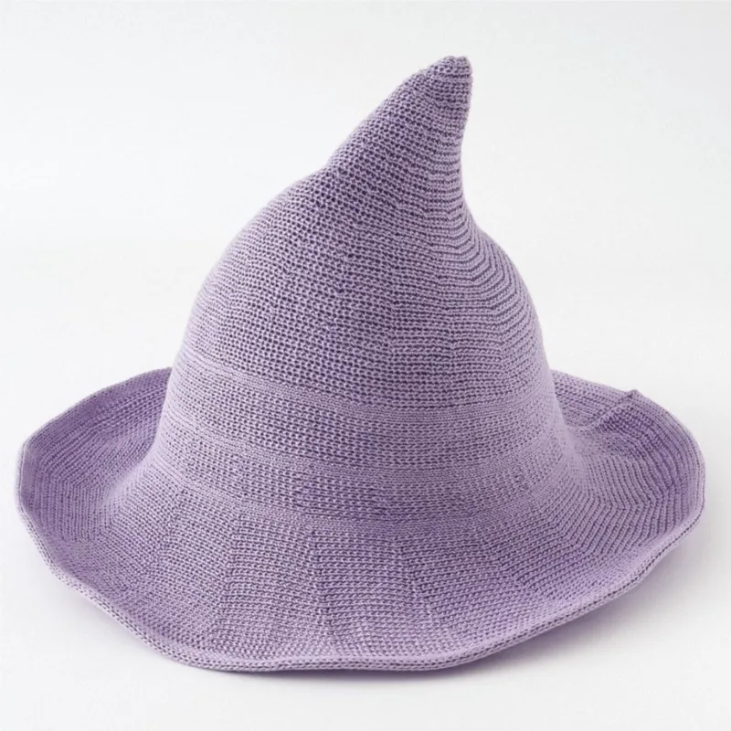 

Personalized embroidered Halloween hats regular foldable knitted pointed woven