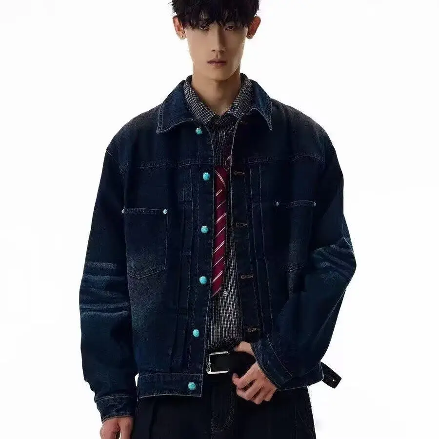 سترة رجالية فضفاضة للربيع والخريف بأسلوب الهيب هوب وطراز هونغ كونغ للشارع بأكمام طويلة ولون واحد