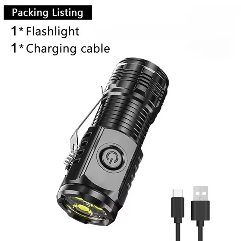 USB Oplaadbare Mini Zaklamp COB + XPE Draagbare Ingebouwde Batterij Zoombare Kleine Zaklamp 3-Modus Camping Noodzaklampen