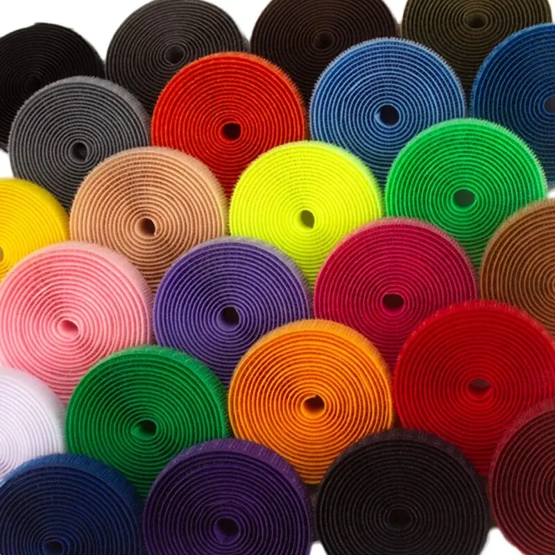 1/5meter Sew on Hook and Loop Non-Adhesive Fabric Fastener Interlocking Tape Colour Nylon Strips Sticky DIY Craft Supply 20mm