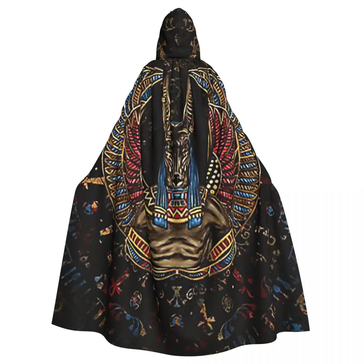 Anubis Egyptian God Long Hooded Cloak Witch Medieval Costume Cosplay Cape HalloweenParty Adult Unisex