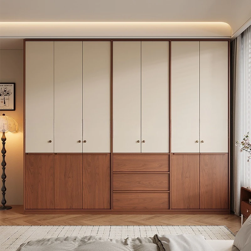 Song-style aesthetics new Chinese-style simple wardrobe bedroom household segmented FAS-grade oak 18mm finished wardrobe