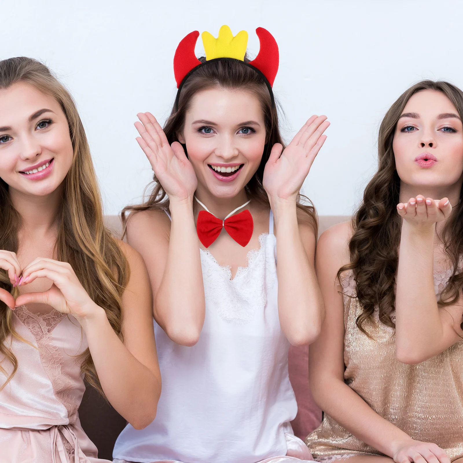 1세트 황소 뿔 머리띠 악마 뿔과 꼬리 코스튬 키트 할로윈 가면 파티 코스프레 카니발 액세서리 세트