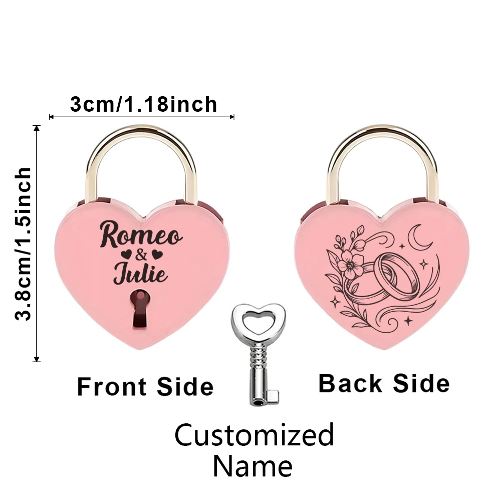 1PC Creative love wish Custom Name  Engrave Padlock Mini Heart Shaped Lock Wedding Keyed Padlocks  Couple Wishing Lock