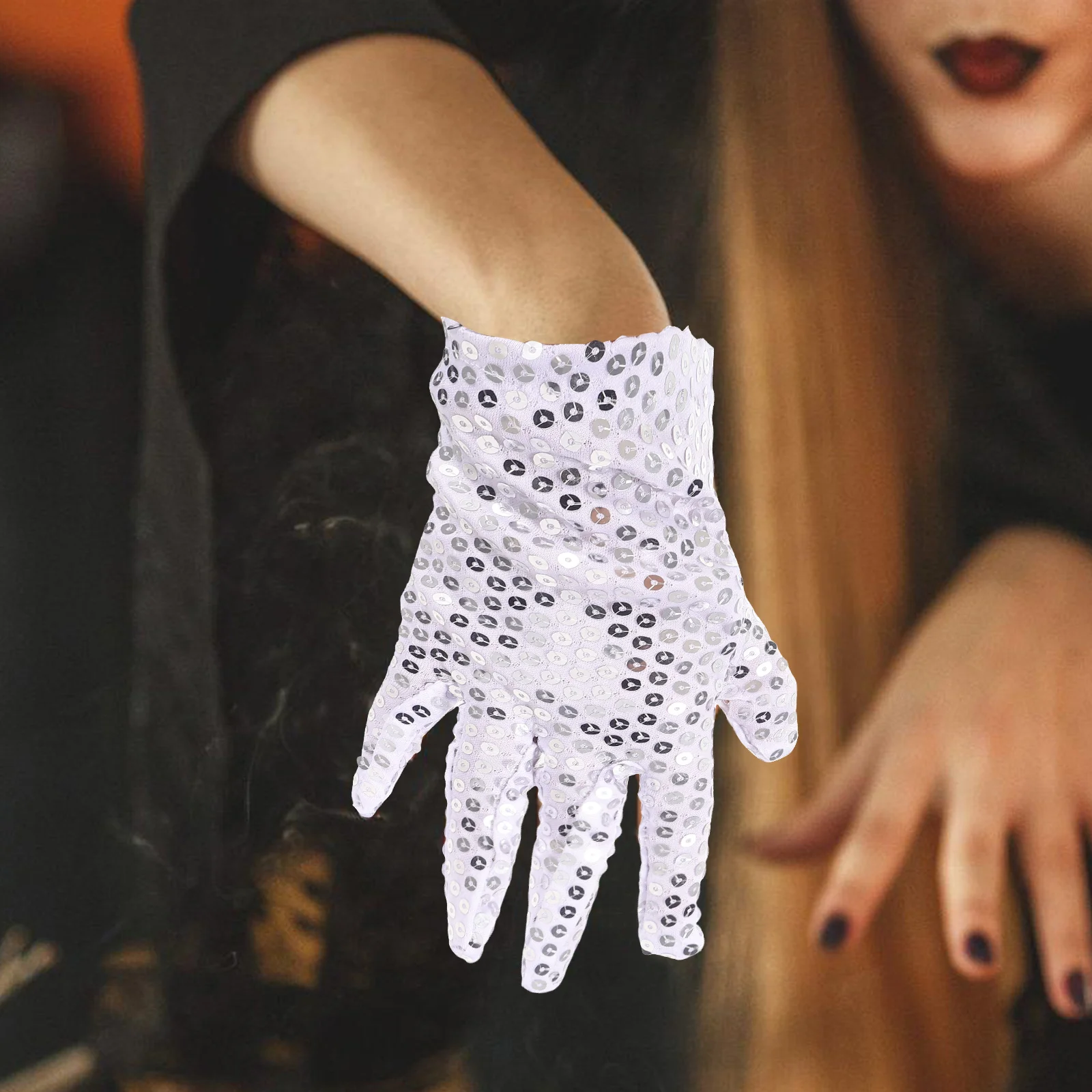 

Sequin Gloves Women Performance Costume Party Glitter Dance Adult Halloween Fabric Durable Comfortable Classic Color Delicate