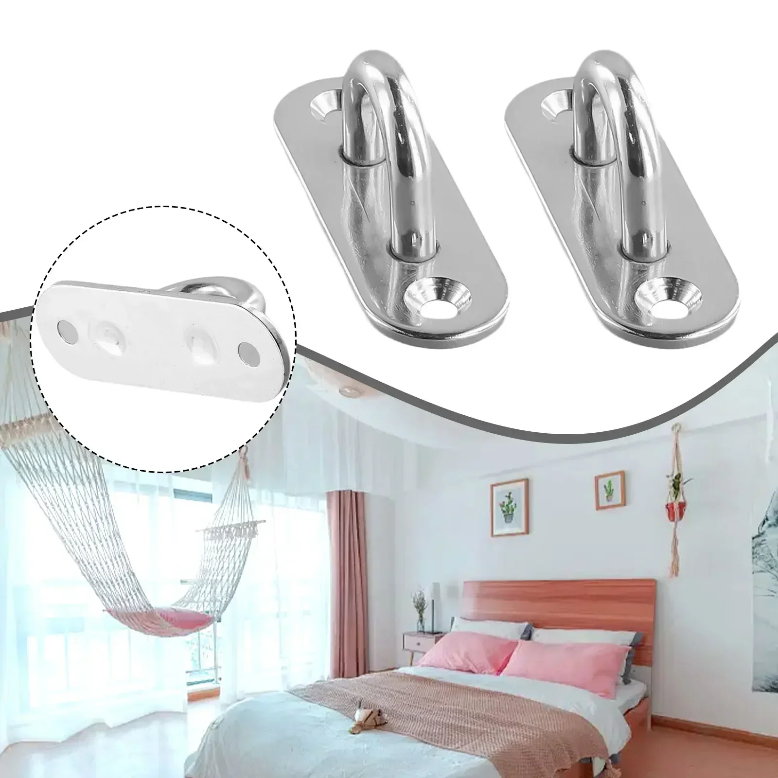 Practical Ceiling Hook Accessories 2Pcs 6*2*2.8cm Ceiling Fan Chandel Ceiling Heavy Duty Hook Mount Parts Silver