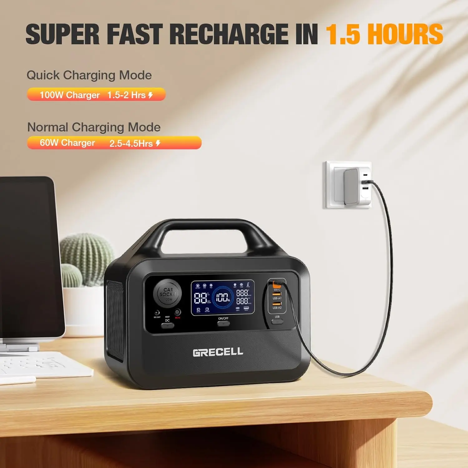 40W Solar Generator, 230Wh Portable Power Station, Fast Charging, LiFePO4 Battery, AC Outlets, Outdoor Camping, Backup