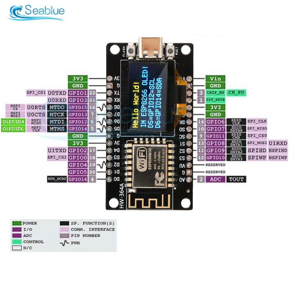 Płytka rozwojowa NodeMCU ESP8266 z wyświetlaczem OLED 0,96 \