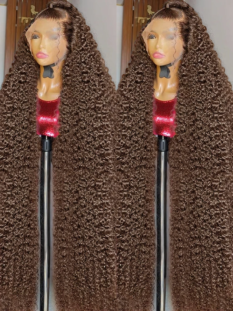 

Шоколадно-коричневые вьющиеся парики Человеческие волосы 100% 13x4 13x6 Hd Парик фронтальной части шнурка Коричневый цвет Глубокая волна Парик фронта шнурка для женщин