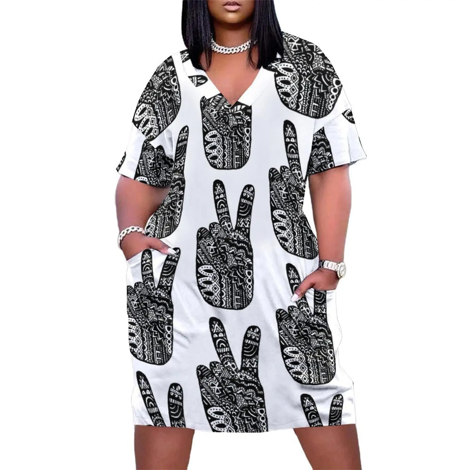 

Peace & Zentangle Loose Pocket Dress evening dress woman elegant dresses plus sizes dress summer 2025 women