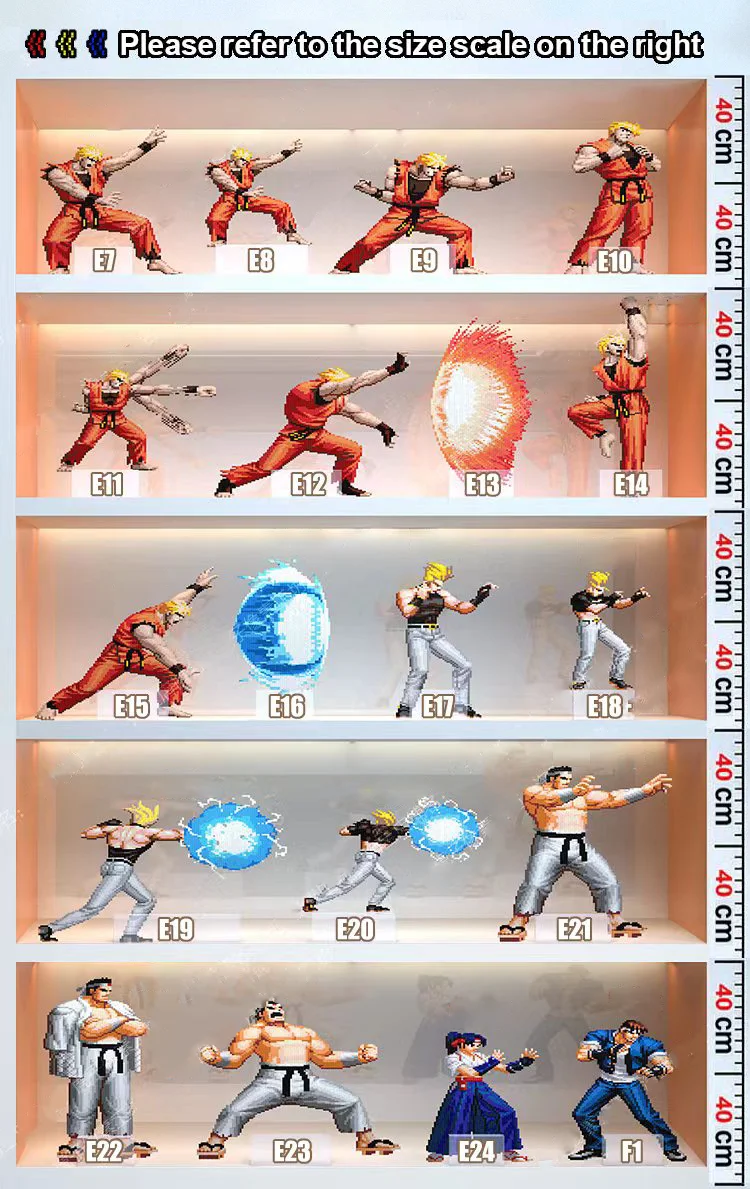 The King of Fighters Pixel Figure Yabuki Kasumi Todon Material Pack Ryo Sakazaki Goro Daimon Puzzle Retro arcade ornaments