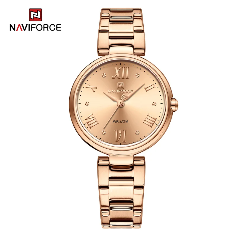 

NAVIFORCE Women‘s Watches Stainless Steel Bracelet Waterproof Ladies Wristwatches Luxury Fashion Quartz Clock Relogio Feminino