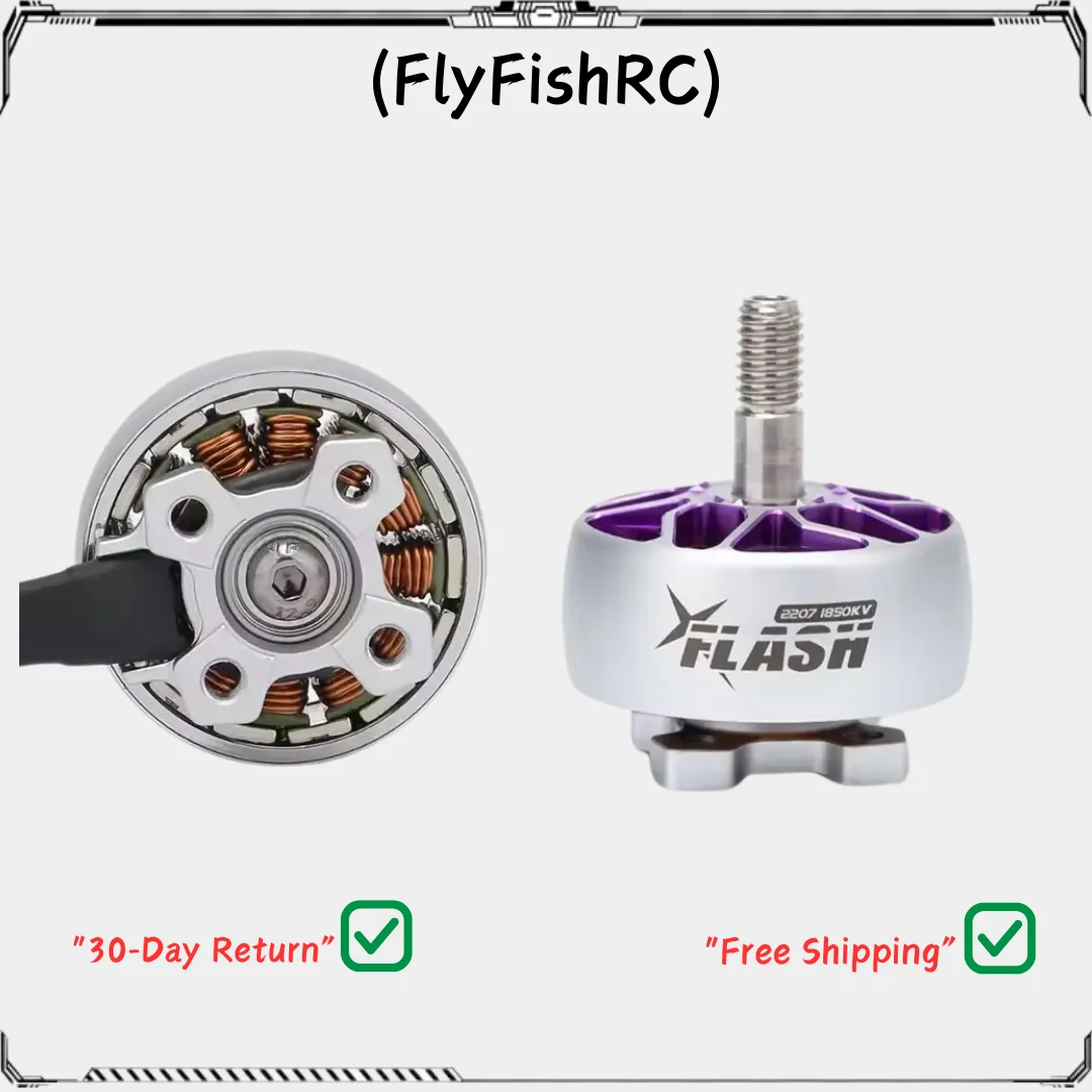 

FlyFishRC Flash 2207 1850KV 6S Brushless Motor Compatible Gemfan 51466 V2 HQ 5inch Propeller for FPV RC Multicopter