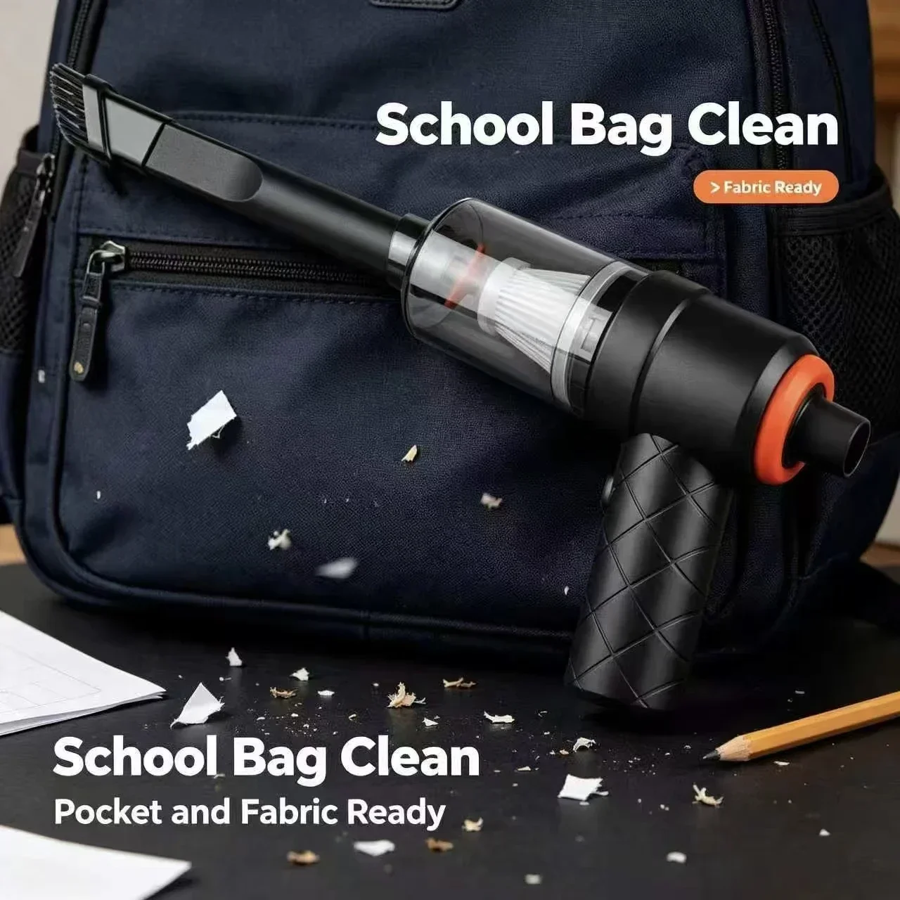 Handheld Cordless Mini Car Vacuum 800mAh USB Charging Wet & Dry Dual Use Portable Cleaner For Car Household Daily Cleaning