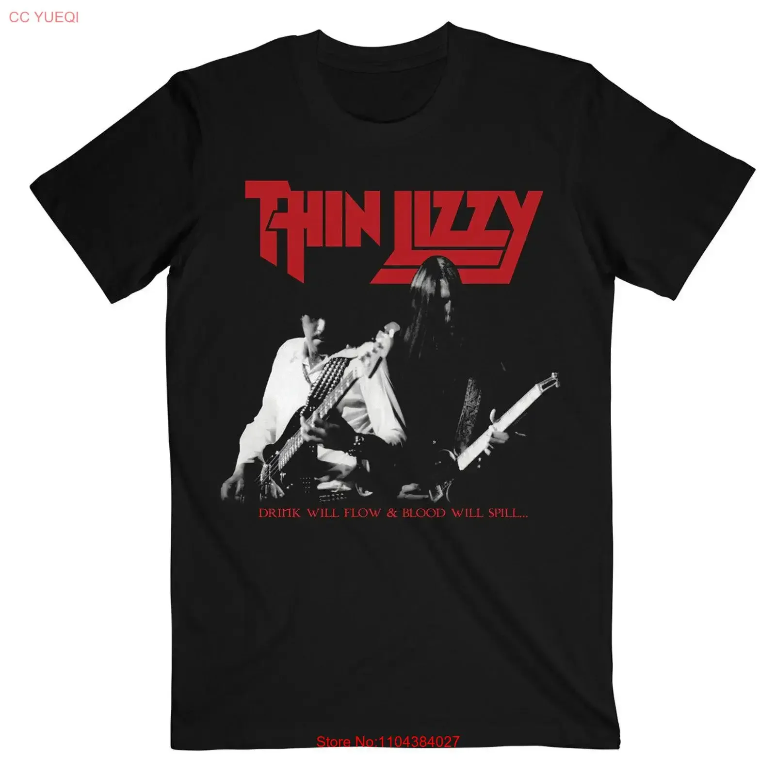 Camiseta Thin Lizzy The Drink Will Flow, estilo vintage, lavada, a la moda, transpirable, cómoda, gráfica, informal, suave, streetwear, elegante