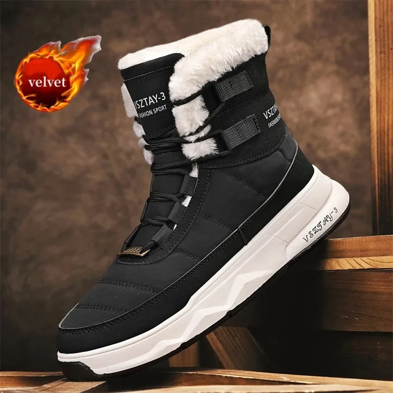 

Fashion Winter Snow Boots For Men Platform Plus Velvet Men's Ankle Boots Outdoor Warm Plush High Top Sneakers Man Cotton Shoes