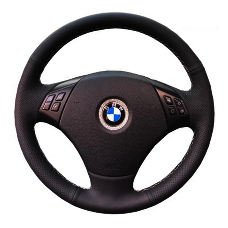 DIY Hand-Stitched Black Artificial Leather Car Steering Wheel Cover For BMW 530 523 523li 525 520li 535 545i E60 Car Accessories