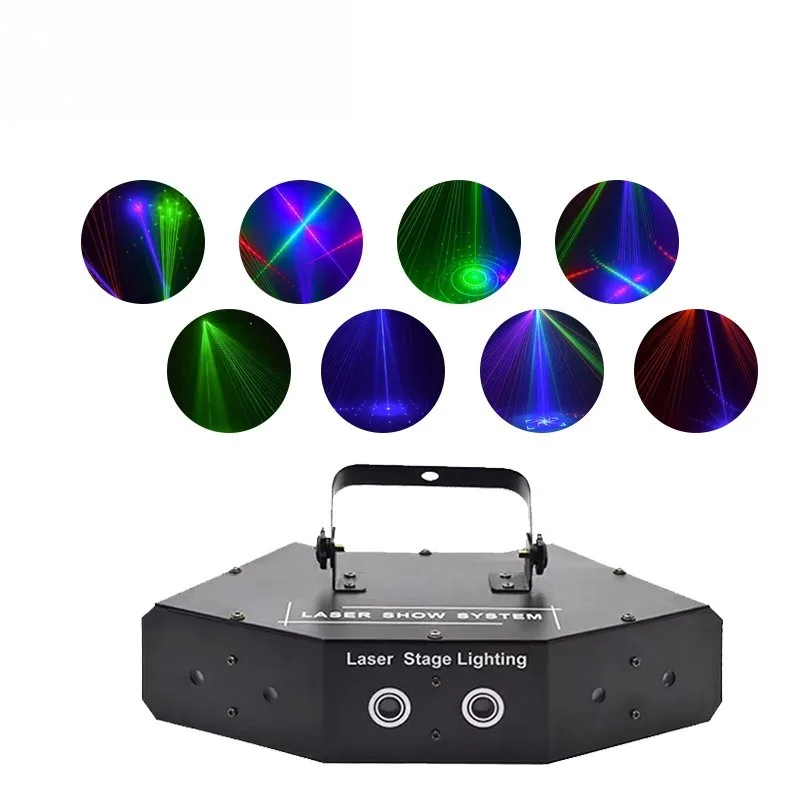 

OvO Store Voice-activated Six-eye Fan-shaped Pattern Laser Light Nightclub Ballroom Light Multi-functional Stage