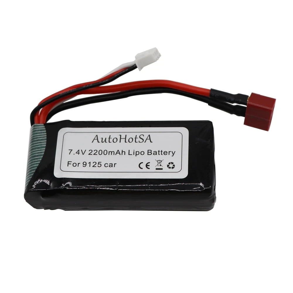 For 9125 Remote Control Rc Car Spare Parts 7.4V 2200mah Lipo Battery T Plug XLH 9125 Battery with Charger RC Toys accessories