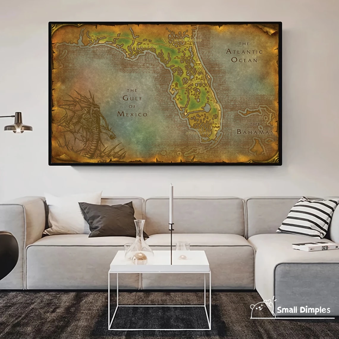 Florida - World Of Warcraft Style Map Game Poster Canvas Art Print Home Decoration Wall Painting ( No Frame )