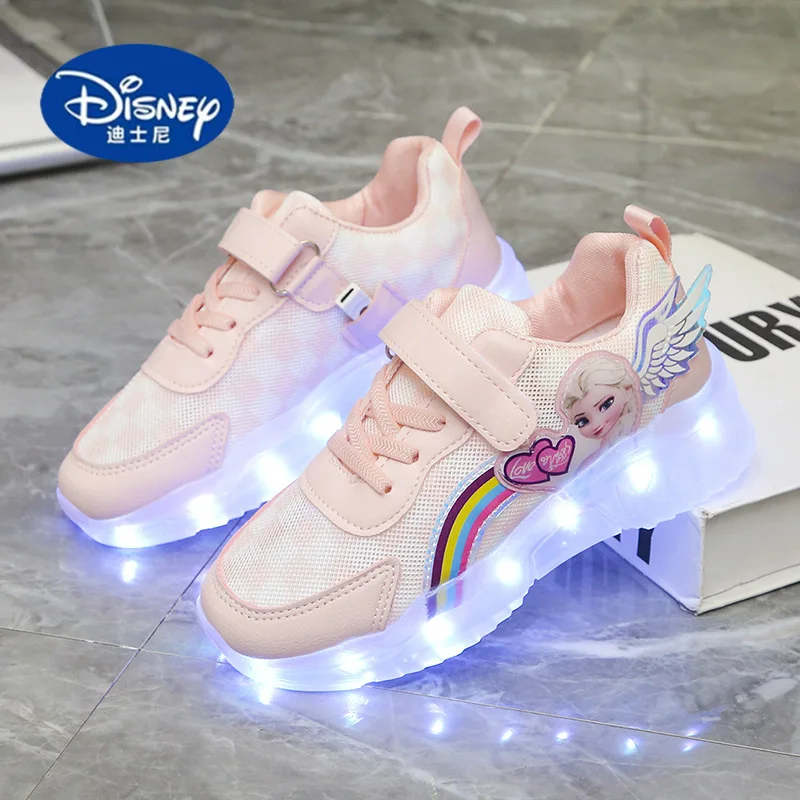 

Disney Elsa Pink Light Up Sneakers, Frozen Glowing Shoes, Girls Spring Lighted Athletic