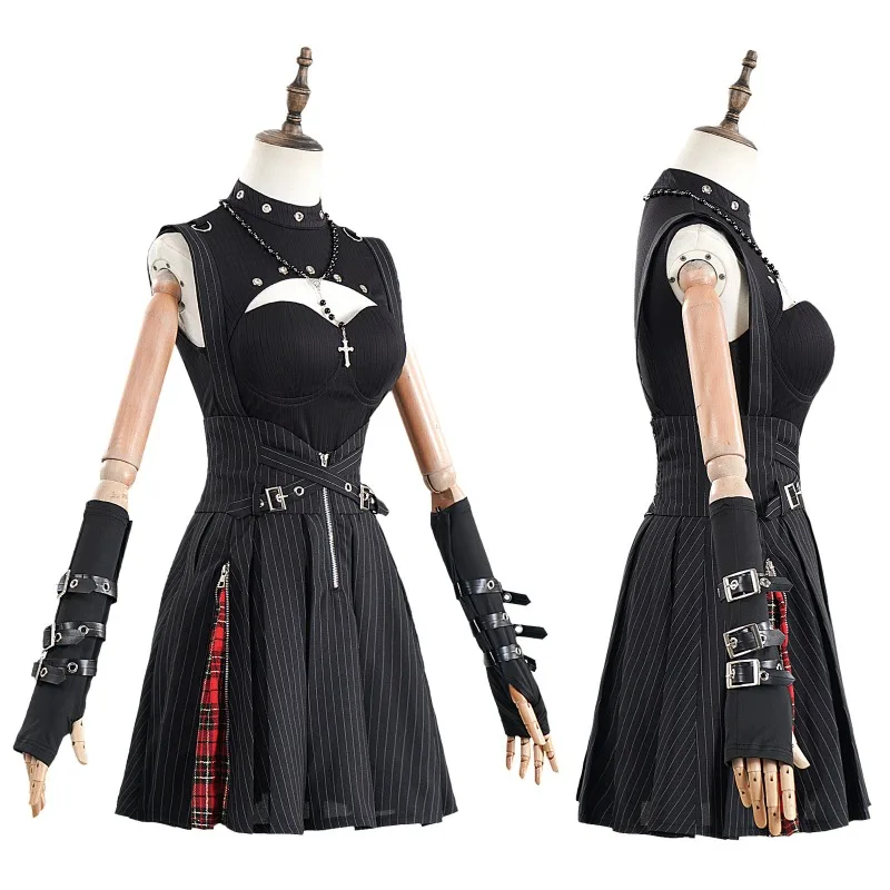 Anime MisaMisa Cosplay Costume Black Uniform Top Skirt Accessories Necklacce Wig Suit for Women Halloween Festival Roleplay