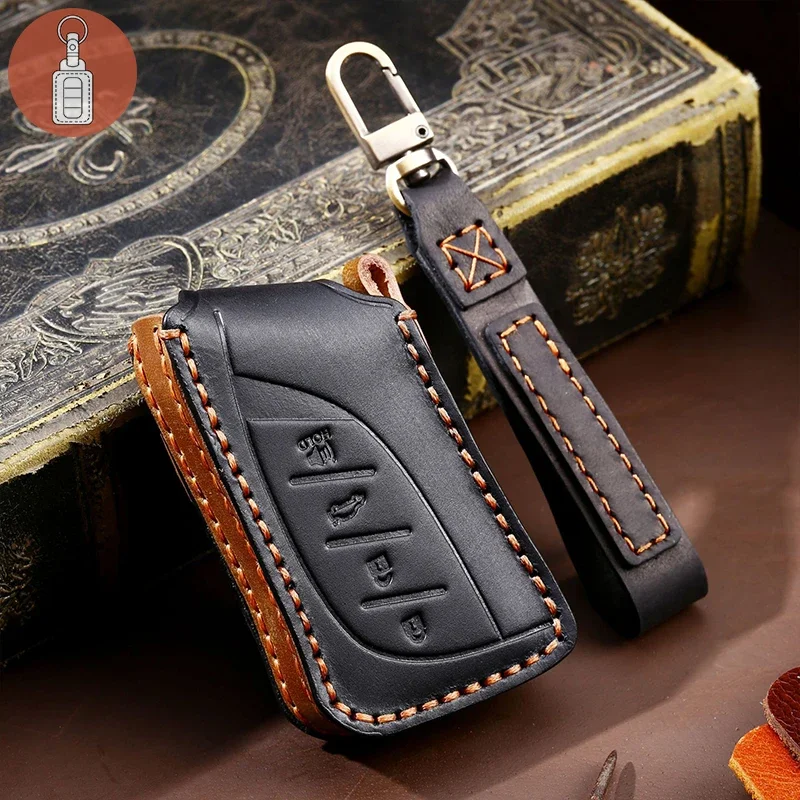 Luxury Car Key Case Cover Leather Fob Protector for LFA Lexus Ux Ux200 Ux250h Es200 Es300h Keyring Holder Accessories Keychain