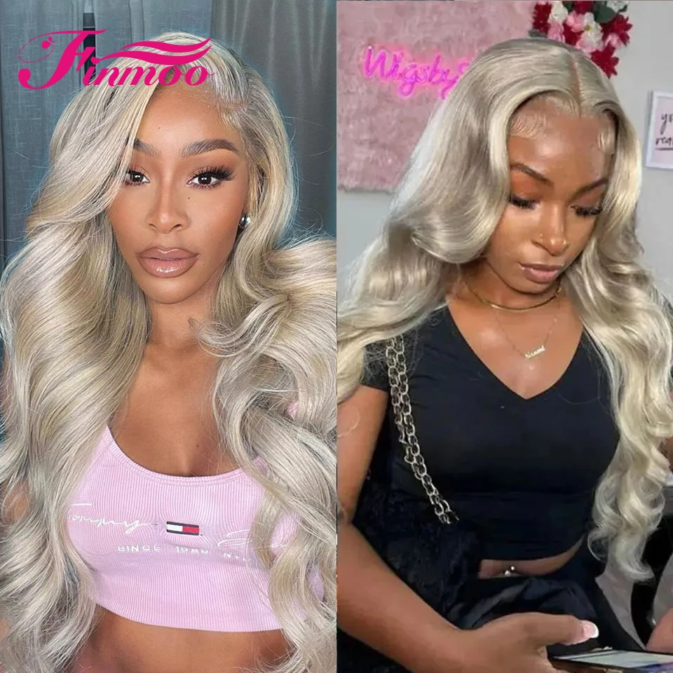 13x4 HD Transparent Lace Front Human Hair Wigs Ash Blonde Body Wave Lace Front Wig  For Woman Pre Plucked Remy Brazilian Hair