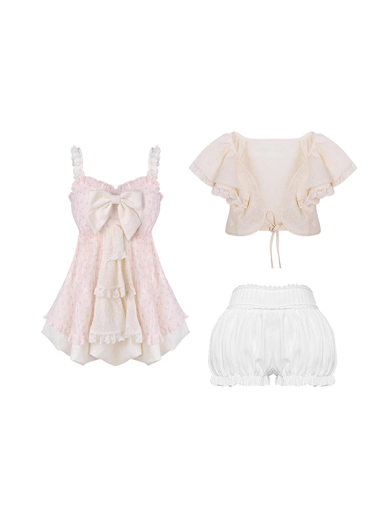 Conjunto de orts de burbujas blancas Dr con estampado Floral de Color flor de melocotón Rural Sle, conjunto Faion de fibra de poliéster para mujer