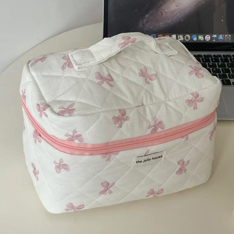 Korea Flower Print Women Makeup Bag Large Capacity Portable Cosmetic Case For Travel Toiletries Cosmetics Storage Bag