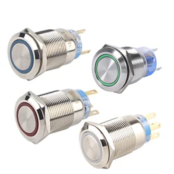 19mm 12‑24V LED Waterproof Stainless Selflocking Latching Push Button Switch On Off  Button Switch Self locking Switch