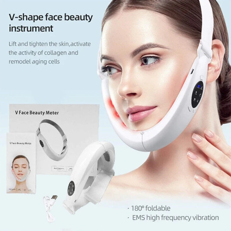

V Face Lifting Device EMS LED Photon Therapy Facial Massager Face Slimming Double Chin Remover Lift Belt Skin Tightening Tool