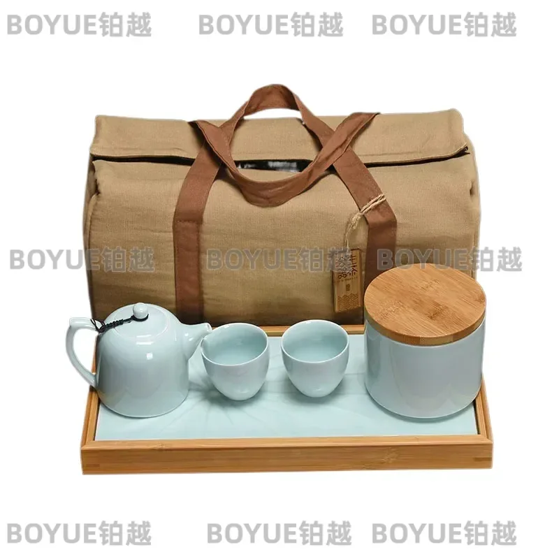 for High-grade Tea Porcelain Pot Set Packaging Box Empty Gift Box for White Green Black Tea Sealed Jar Customization