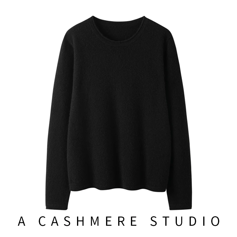 2024 Hot Sale Women Pullover 100% Pure Cashmere Sweater Autumn Long Sleeve Loose Large Size For Female O-neck Casual Soft Shirt