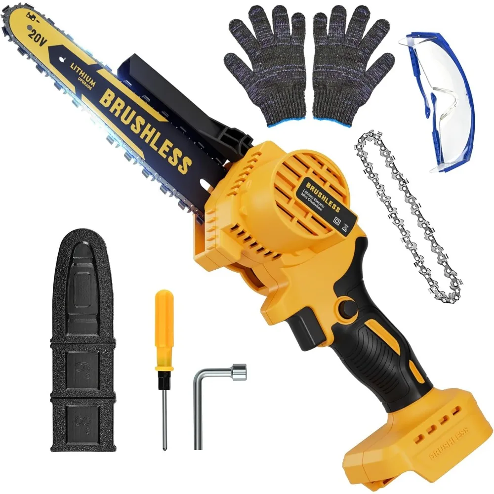 

8-дюймовая аккумуляторная мини-бензопила для аккумулятора 20 В MAX, портативная электрическая ручная пила для резки дерева и обрезки деревьев