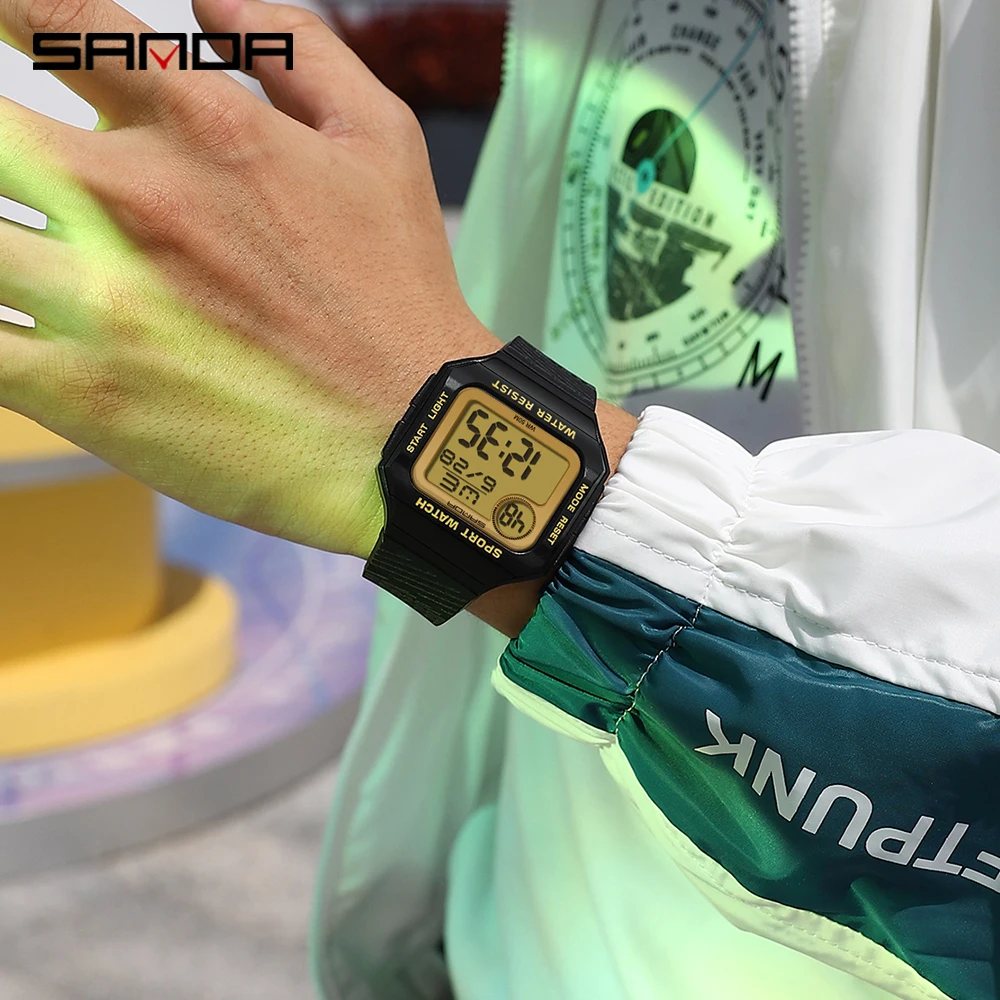 SANDA Digital Watch Men Military Sport Wristwatch Top Brand Luxury LED Stopwatch Waterproof Male Electronic Clock Original 2129