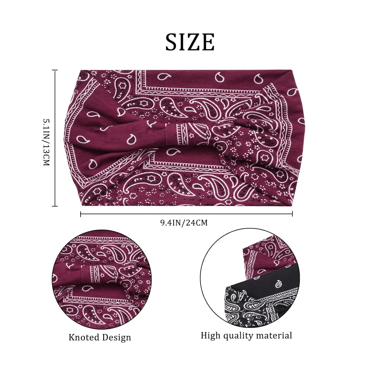 Fasce larghe Boho Bandana elastica antiscivolo sudore moda grandi fasce per capelli fasce per capelli copricapo sport, corsa, Yoga