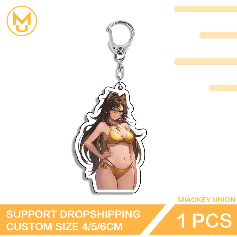 Genshin Impact Furry Dehya Acrylic Keyring Innovative Alluring Bikini Accessories Fashion Packbage Decorations Back To School